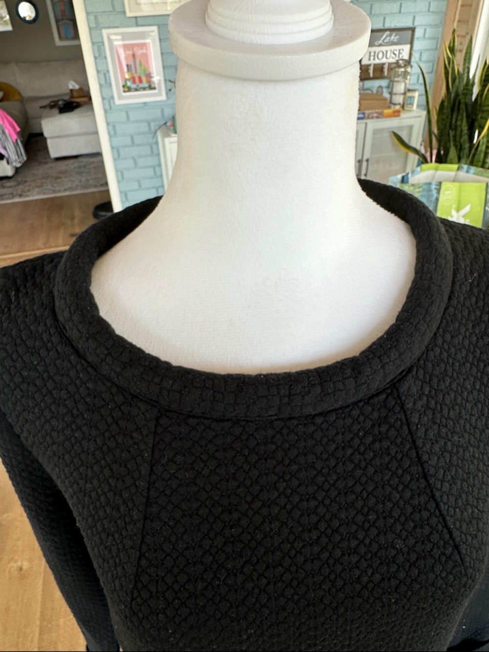 Boden Black Textured Long-Sleeve Shift Dress - Picture 2 of 3